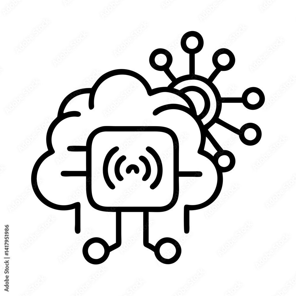 Poster cloud technology network connection data server computing storage system digital service internet wi