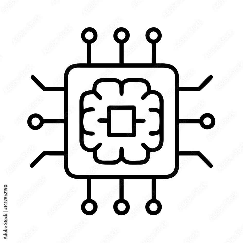 Poster illustration of a cpu processor chip microchip technology circuit board computer hardware component 