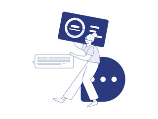 Flat vector illustration of business people operating work scene
