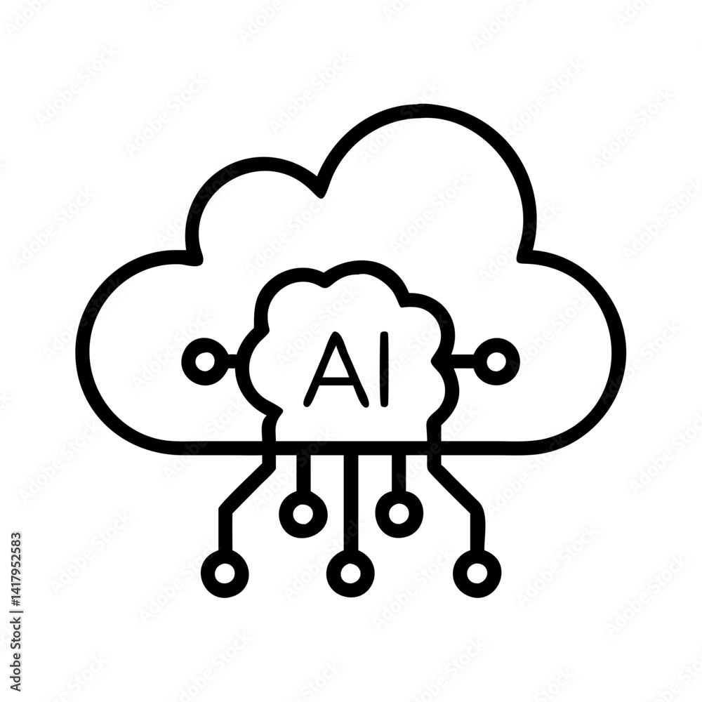 Poster ai cloud computing neural network machine learning artificial intelligence technology icon vector