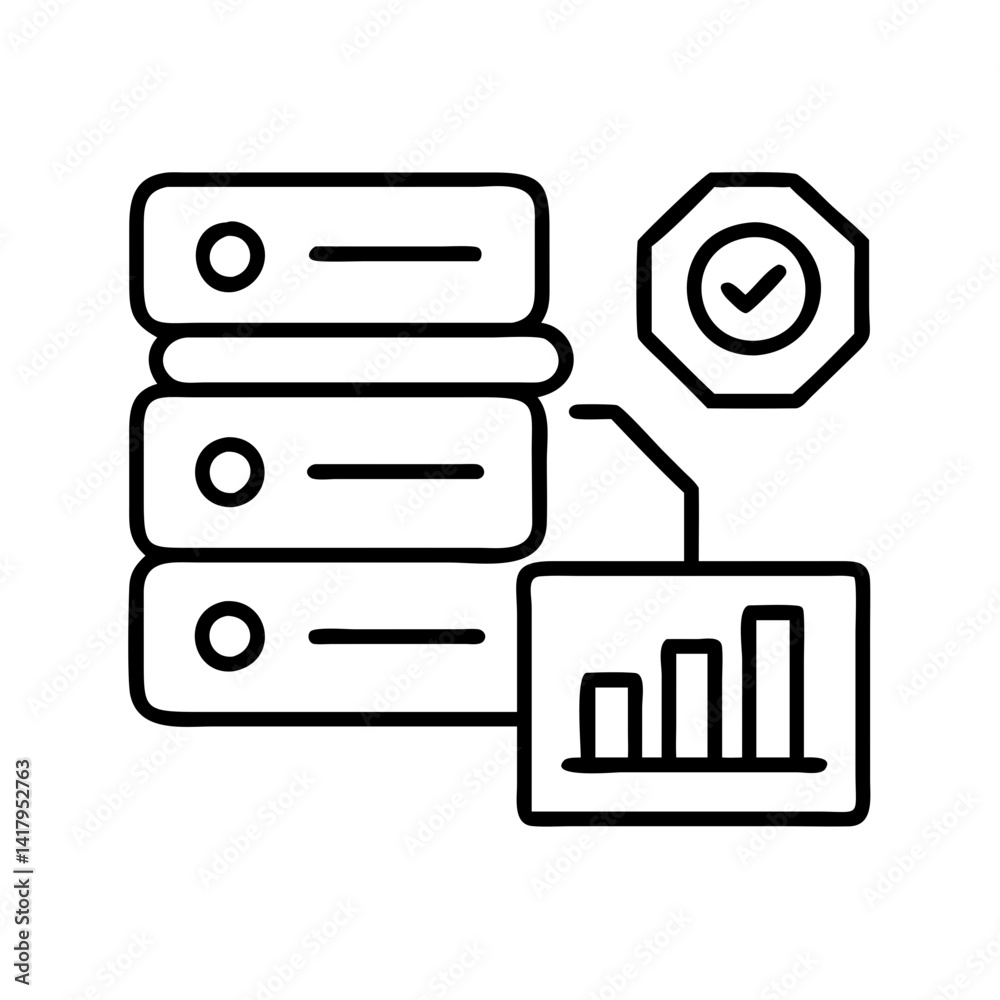 Aufkleber data server storage chart analysis checkmark database information network system technology diagram