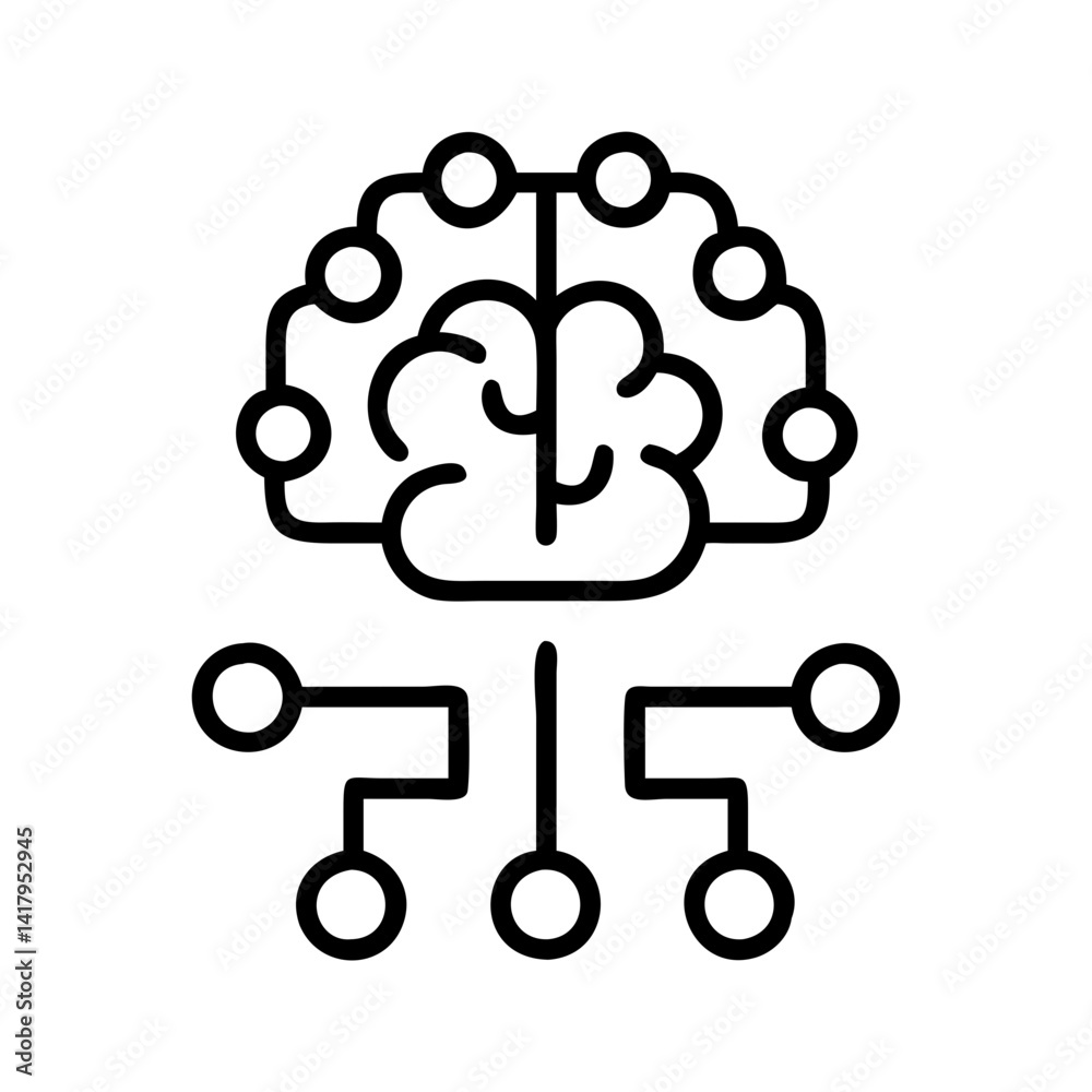 Poster ai brain artificial intelligence neural network machine learning technology connection concept innov