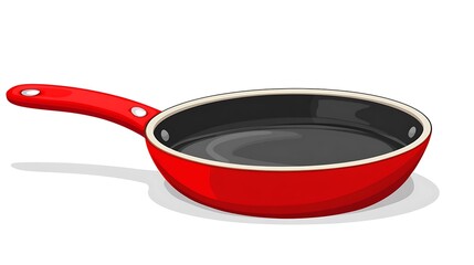 red frying pan on white background