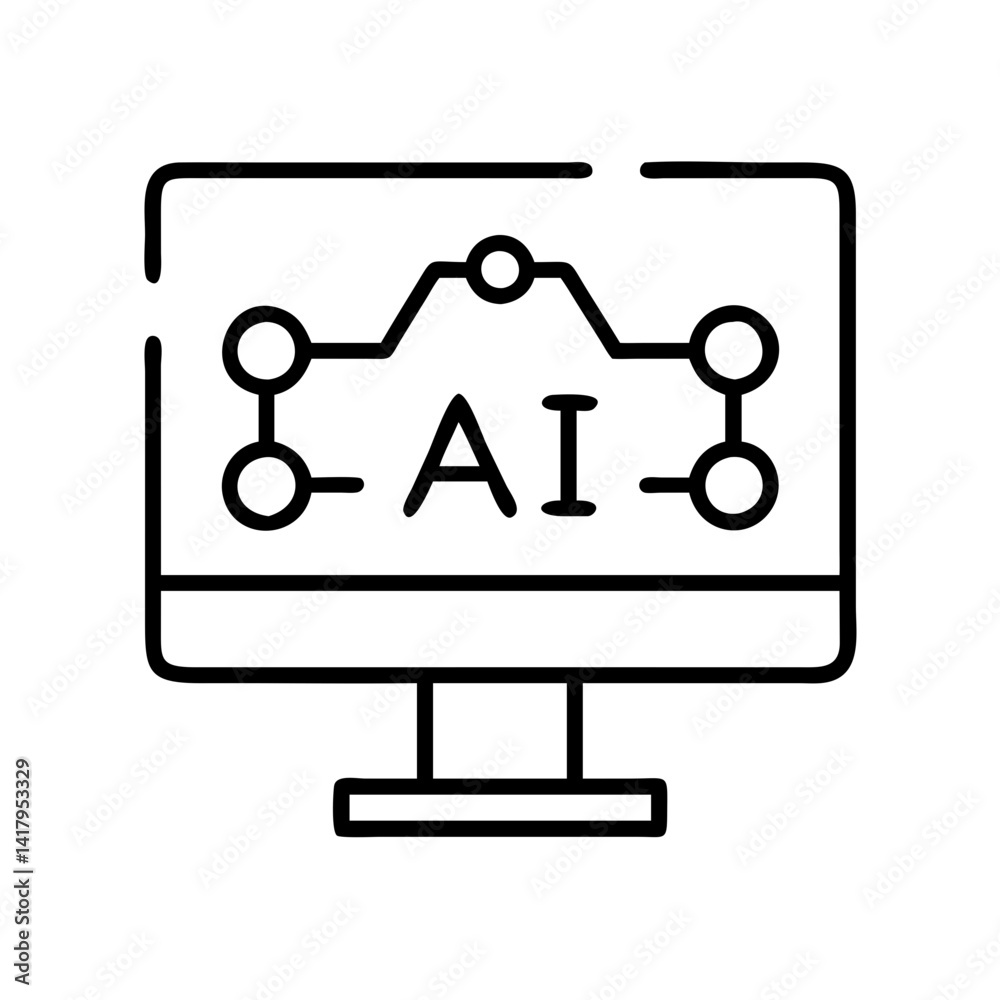 Poster ai artificial intelligence machine learning computer network technology connection system icon vecto