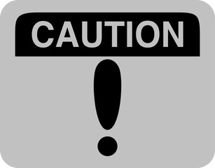 Outlined Caution Sign in Grey