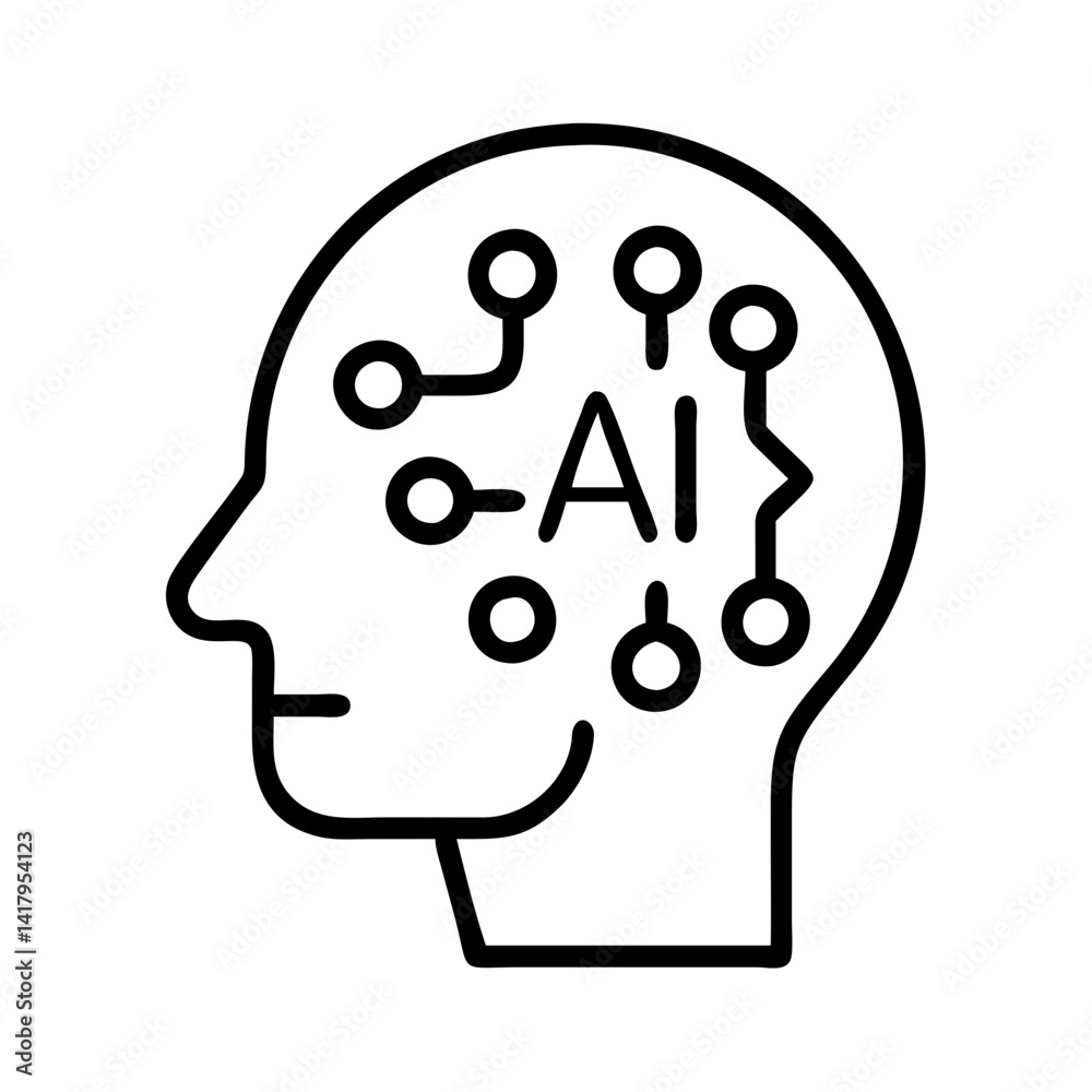 Poster ai brain artificial intelligence machine learning neural network deep learning head tech mind idea