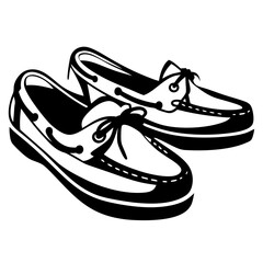 Classic black and white nautical boat shoes or deck shoes illustration