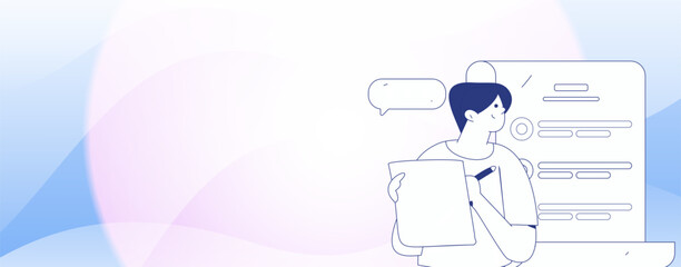 Flat vector illustration of business people operating work scene
