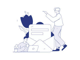 Flat vector illustration of business people operating work scene
