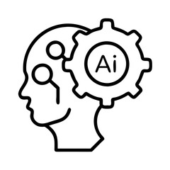 Ai artificial intelligence head with gear machine learning neural network innovation concept