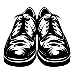 Black and white illustration of a pair of classic leather shoes