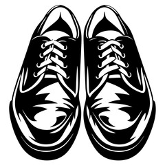 A pair of black and white laced shoes presented in illustration format
