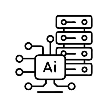Ai artificial intelligence machine learning server data processing cloud computing technology icon vector
