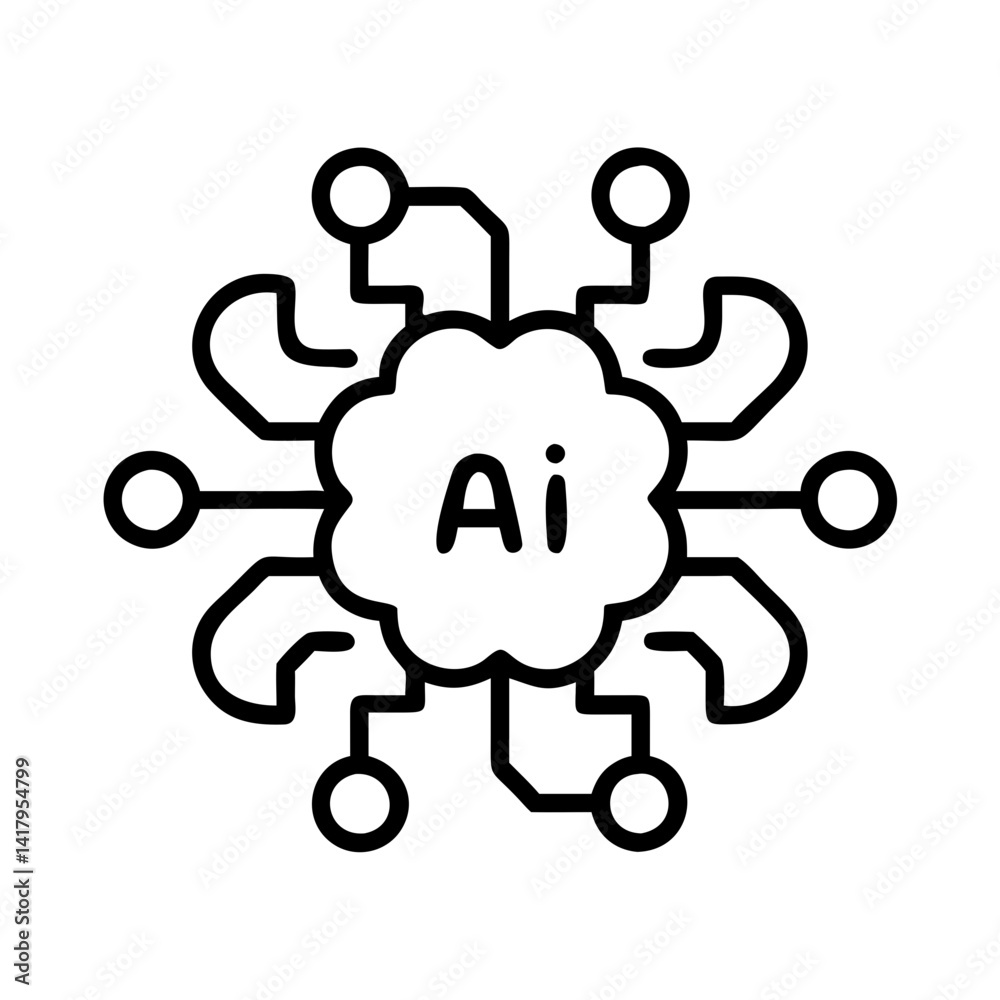 Poster ai artificial intelligence cloud computing machine learning neural network technology icon vector gr