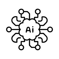 Ai artificial intelligence cloud computing machine learning neural network technology icon vector graphic