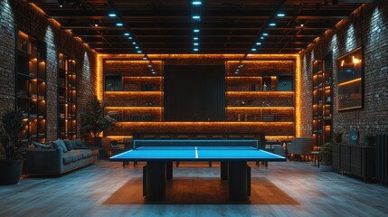 Modern urban game room with ping pong table