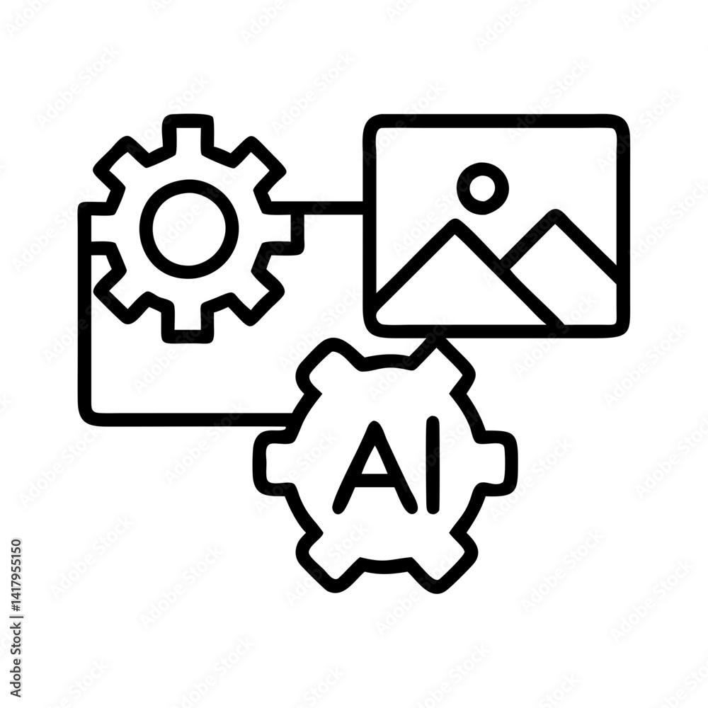 Poster ai automation machine learning artificial intelligence process with gear and image concept
