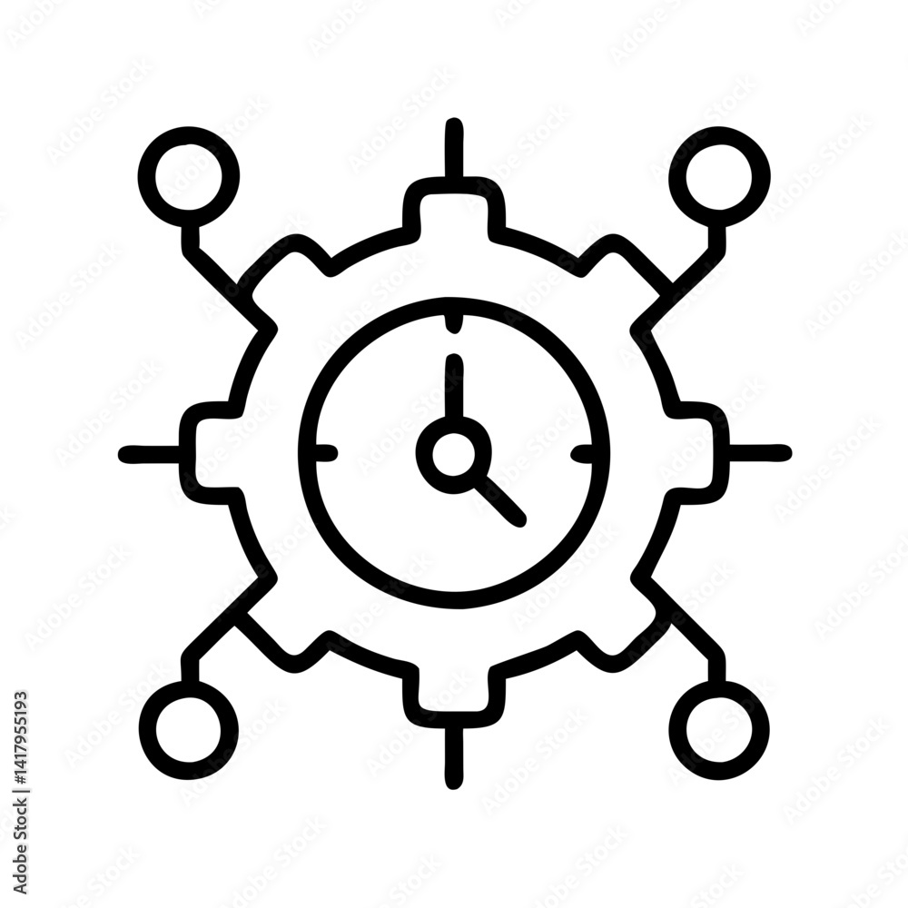 Poster time management gear clock process automation workflow efficiency productivity system schedule plann