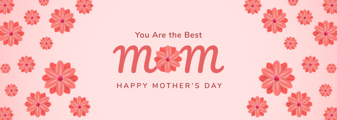 Happy Mothers Day Card with Red Flowers and Warm Heartfelt Message