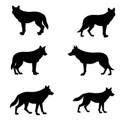 animals silhouettes vector, wolf silhouettes