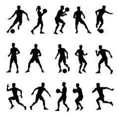 Set basketball players silhouettes