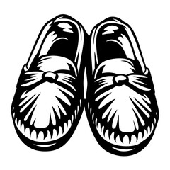 Pair of traditional Native American moccasins in black and white design