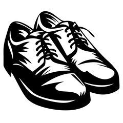 Graphic illustration of a pair of elegant, laced dress shoes