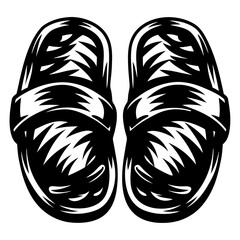 Sandal Silhouette Slippers Footwear Design Black and White Pair of Shoes