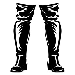 Stylized depiction of black boots with expressive line work on white background
