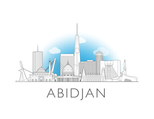 Abidjan, Côte d'Ivoire cityscape illustration skyline drawing