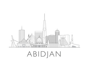 Obraz premium Abidjan, Côte d'Ivoire cityscape illustration skyline drawing