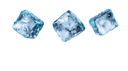 Obraz premium Three Ice Cubes with Floating, and Black Background.