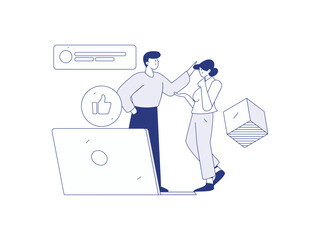 Flat vector illustration of business people operating work scene
