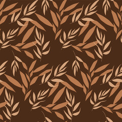 Seamless Botanical Leaf Pattern Terracotta and Beige Elegant Background