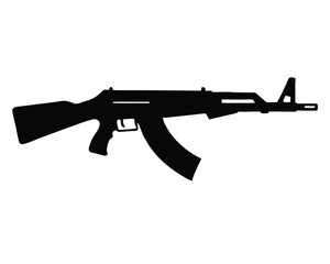 AK-47 silhouette vector isolated on white background