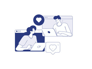 Flat vector illustration of business people operating work scene
