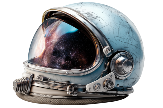 Cosmic Reflection: Astronaut Helmet Mirroring the Nebula