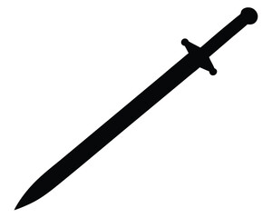 Arming sword silhouette vector isolated on white background