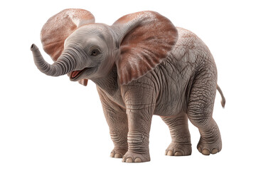 Gentle Giantling: Adorable Baby Elephant with Upraised Trunk
