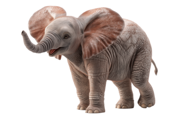 Gentle Giantling: Adorable Baby Elephant with Upraised Trunk