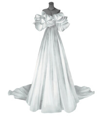 white wedding dress on a mannequin