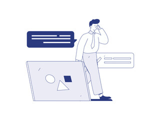 Flat vector illustration of business people operating work scene
