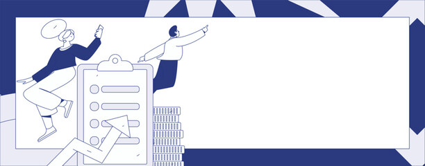 Flat vector illustration of business people operating work scene
