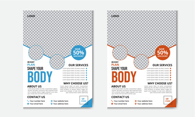 Fitness flyer template design, Gym and fitness workout flyer bodybuilding sport athletic flyer template design poster brochure banner elegant Fitness gym flyer social media design template.