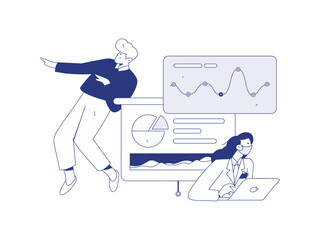 Flat vector illustration of business people operating work scene
