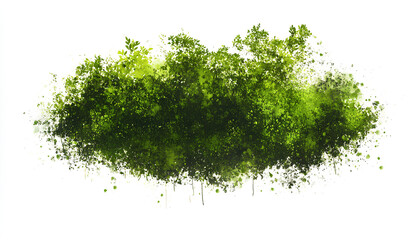 Brushstroke of bush isolated on white background, top view