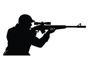 snipper silhouette vector isolated on white background