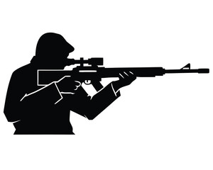 snipper silhouette vector isolated on white background