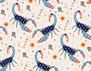 Materiał do szycia PrintScorpio zodiac star seamless pattern. Scorpio sign symbol stars Vector EPS10 , Design for fashion , fabric, textile, wallpaper, cover, web , wrapping and all prints 