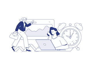 Flat vector illustration of business people operating work scene
